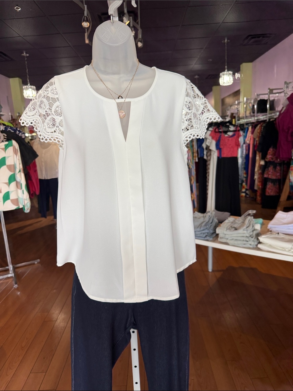 Women’s Lace Sleeve White Blouse - Classic Everyday Top